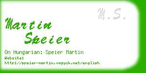 martin speier business card